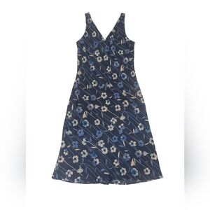 Jonathan Martin 90s Blue Floral Sleeveless Midi Dress - Sz 11